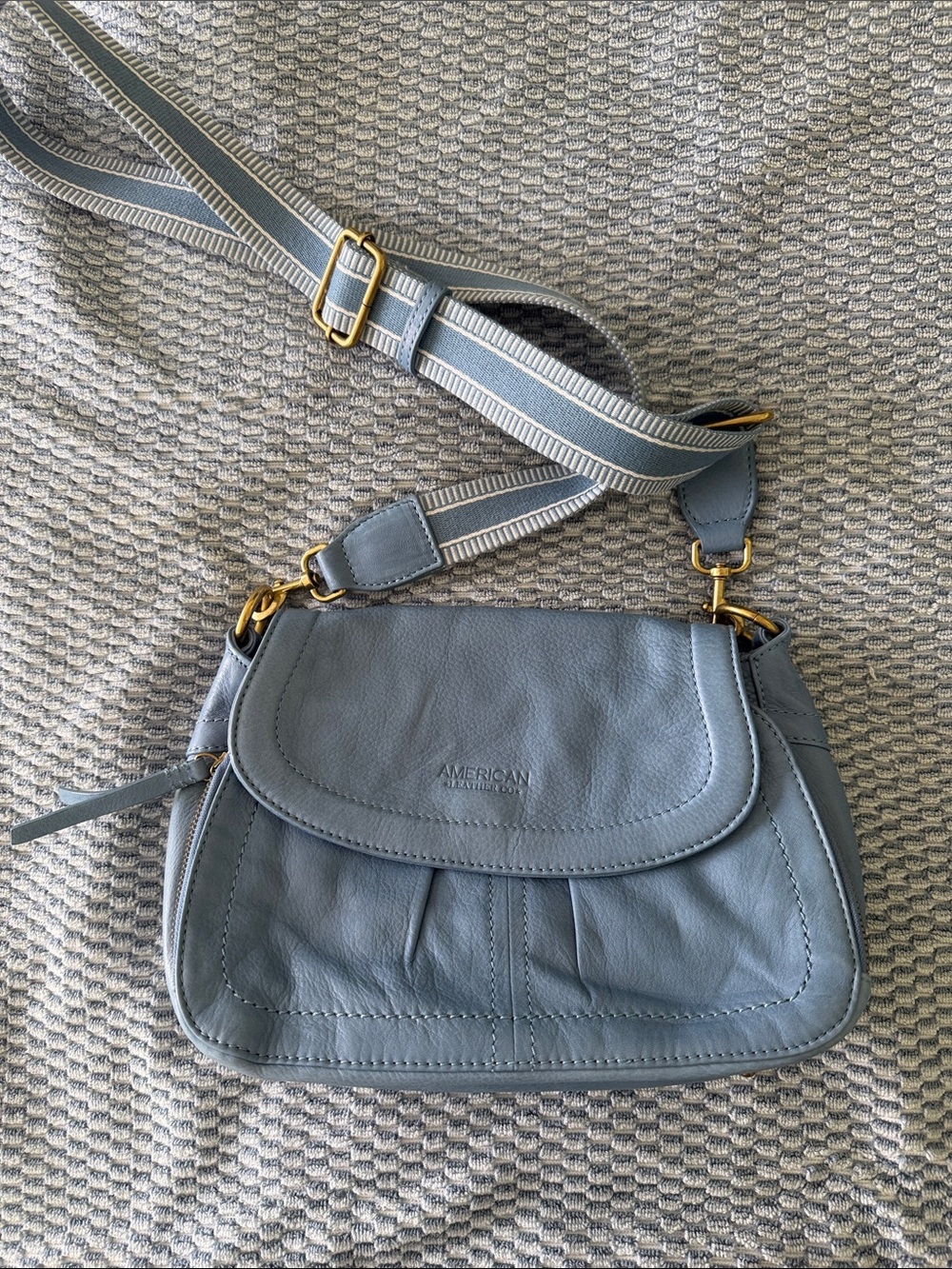 American Leather Co Light Blue Convertible Crossbody Bag